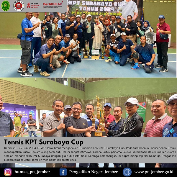 JUARA Tennis KPT Surabaya Cup dan Syukuran atas kemenangan di KPT Surabaya Cup